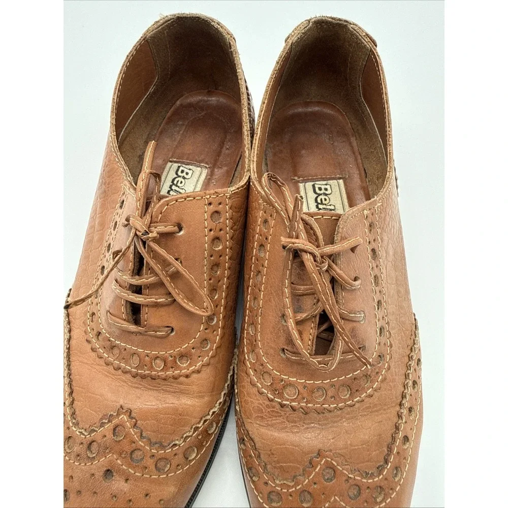 Vintage‎ Bellini Women's Wingtip Brown Leather Shoes Size 7.5 B